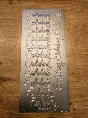 Sticker Schriftsticker -EINLADUNG- Schreibschrift silber